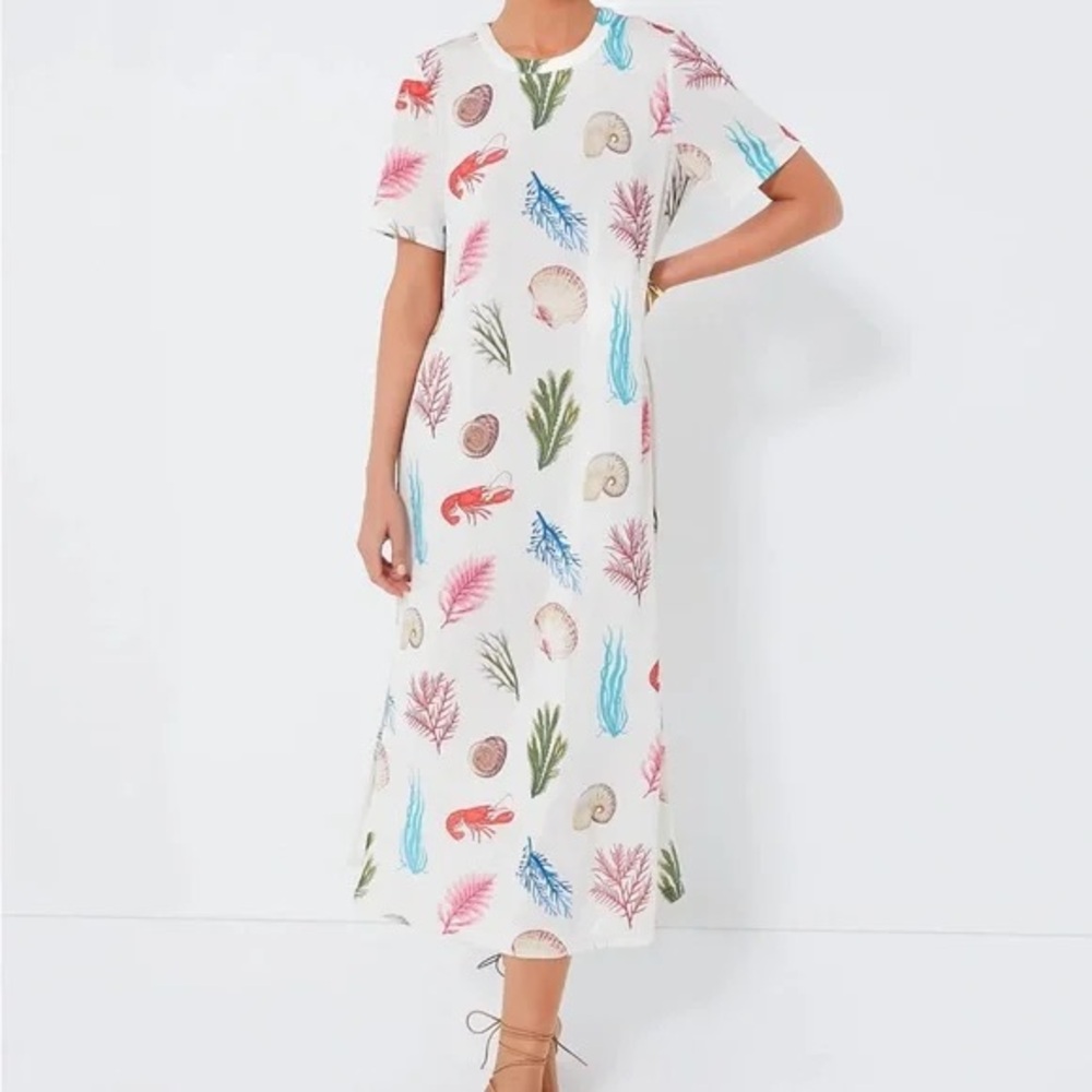 NWT Tuckernuck Bahama Botanical Seashell Lobster Colette Dress.